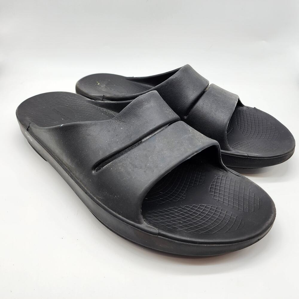Oofos Ooahh Black Recovery Slide Sandals Men's 14-16 Slip On Open Toe Comfort‎